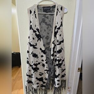 Stylish Powder River Panhandle Black and Cream Cow Print Women's Vest